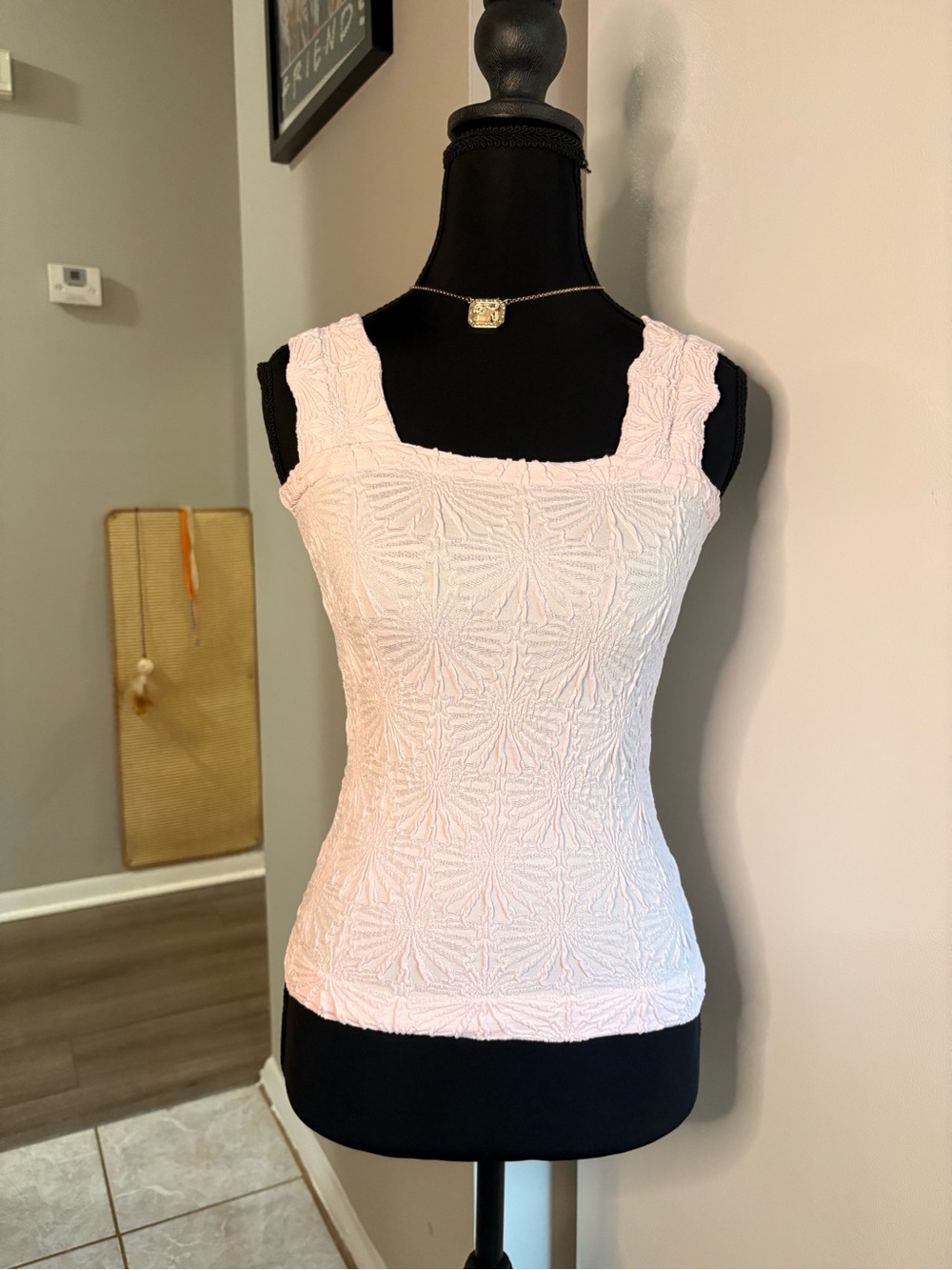 Square Neck Textured Tank Top - Light Pink Altar’d state intimates stretchy